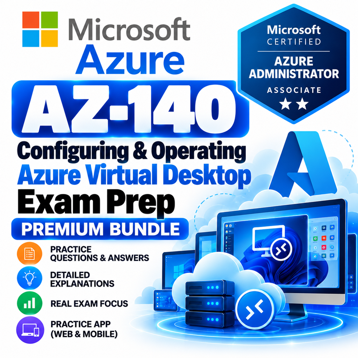 AZ-140 Configuring & Operating Azure Virtual Desktop ExamPrep Premium Bundle | 299 Q&A | Free Updates