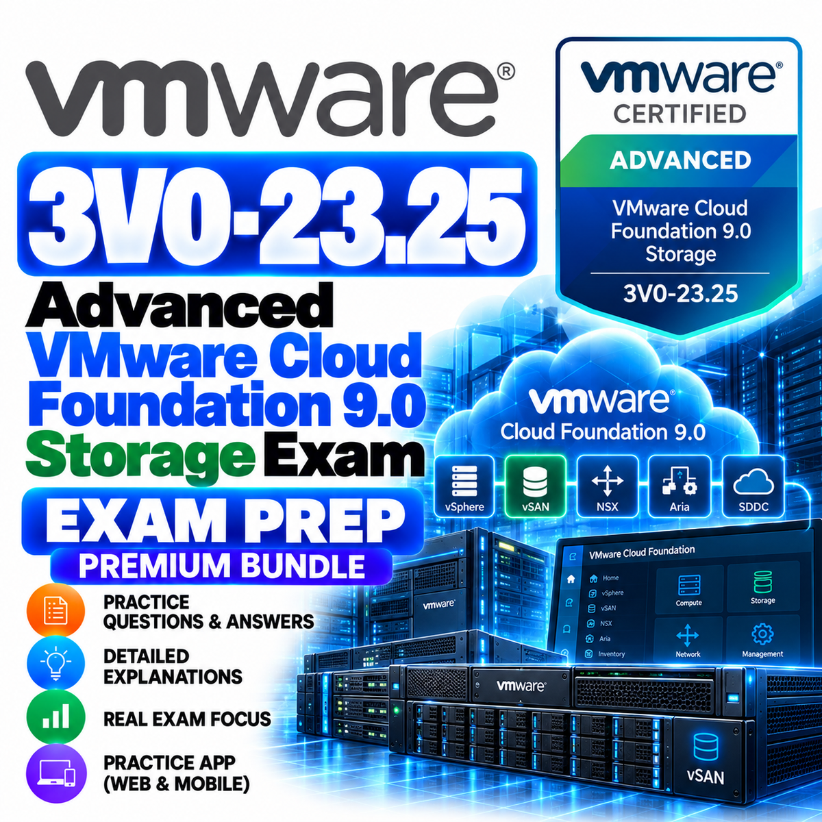 3V0-23.25 Advanced VMware Cloud Foundation 9.0 Storage ExamPrep Premium Bundle | 77 Q&amp;A | Free Updates