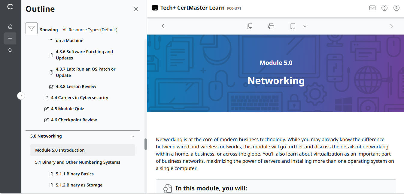 CompTIA CertMaster Learn Tech+ FC0-U71 - Licencia individual (12 meses de acceso)