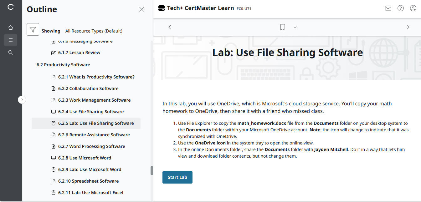 CompTIA CertMaster Learn Tech+ FC0-U71 - Licencia individual (12 meses de acceso)